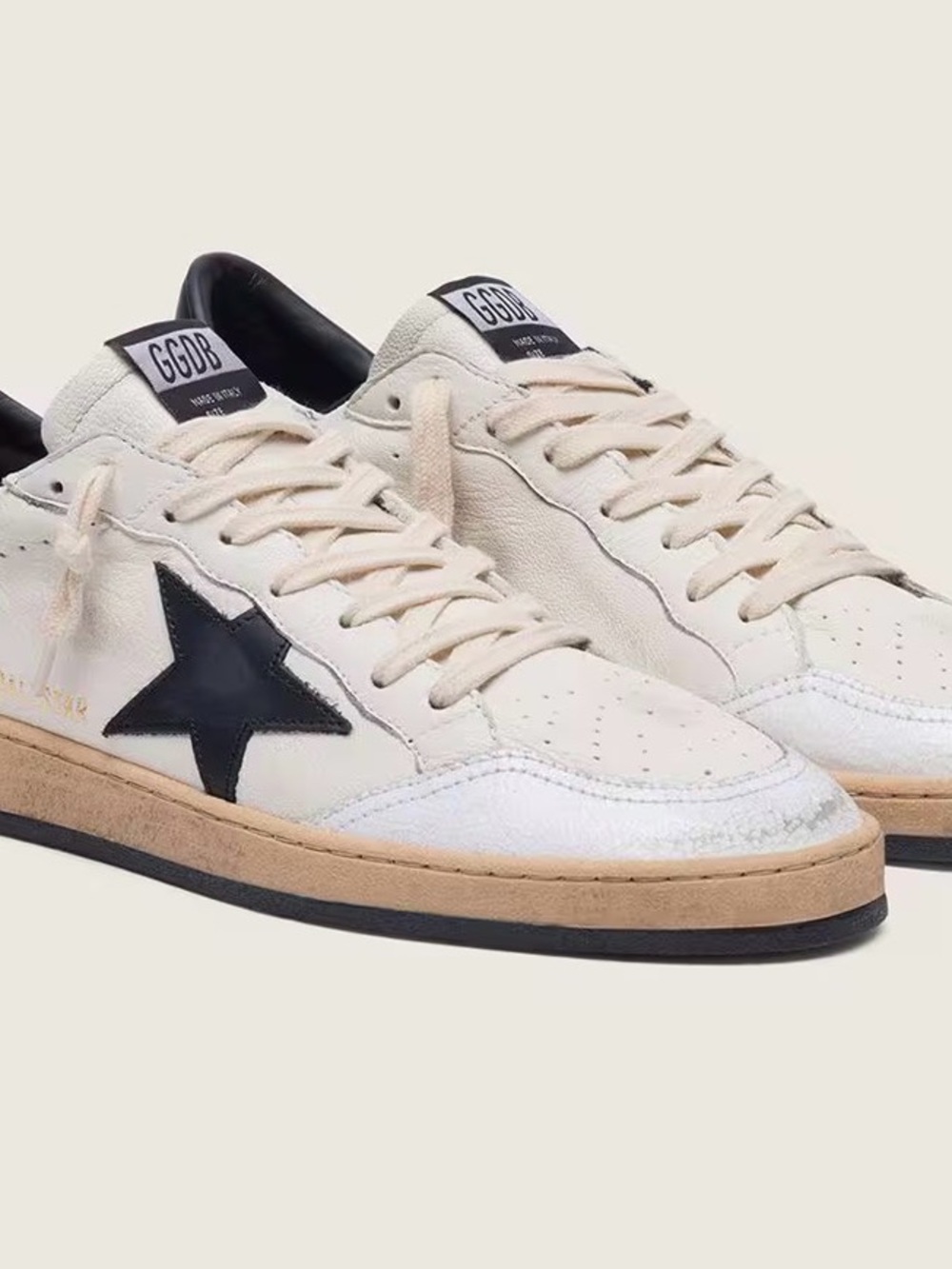 Golden Goose Ball Star Leather Low-Top Sneakers with Black Star